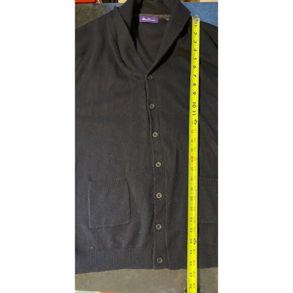 Alan Flusser Shawl Collar Navy Knit Buttoned Long Sleeve Cardigan Sweater - Picture 9 of 10
